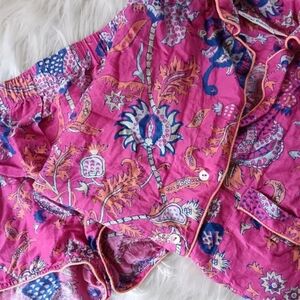 Roller Rabbit Amanda Lulu Boho Western Floral 60s Cotton Silk Pajama Lounge Set